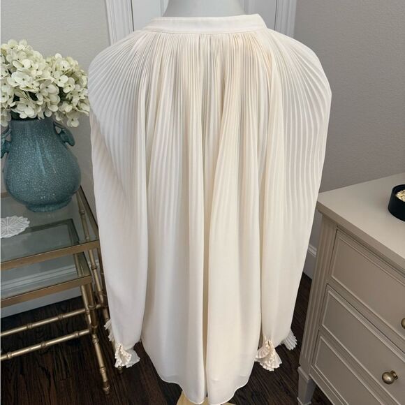 Tory Burch Meryl Ivory Pleated Bow Neckline
Chiffon Long Sleeve Blouse-jj16 - Picture 5 of 9